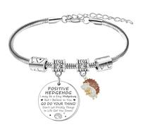 Hgreiwgk Funny Positive Hedgehog Gifts, Positive Bracelets for Womens, Emotional Support Bracelet Gifts for Friend Coworker Hedgehog Lovers