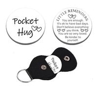 Hgreiwgk Little Reminders Pocket Hug Token Inspirational Gifts with PU Leather Keyring Double Sided Pocket Hug Token Christmas Stocking Stuffers Gift Birthday Gift Positive Gift Cheer Up Keyrings