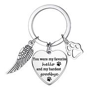 Hgreiwgk Pet Dog Keychain Pet Memorial Keyring Sympathy Gifts for Loss of Pet Remembrance Gifts for Family Friends You Were My Favorite Hello