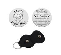 Hgreiwgk Pocket Hug Gift for Granddaughter Keyring Pocket Hug Token with Leather Keyring for Granddaughter Gifts from Grandma Grandad Christmas Birthday Gifts for Granddaughter Graduation Presents