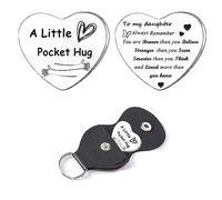 Hgreiwgk Pocket Hug Token Long Distance Relationship Keepsake Stainless Steel Double Sided Inspirational Gift for Family Thinking of You Gifts (Pocket Hug for Daughter)