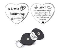 Hgreiwgk Pocket Hug Token Long Distance Relationship Keepsake Stainless Steel Double Sided Inspirational Gift for Family Thinking of You Gifts (Pocket Hug for Aunt)
