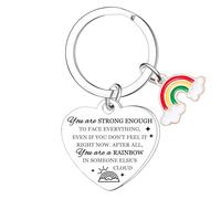 Hgreiwgk Rainbow Keyring Inspirational Gift for Women - You're Strong, Rainbow in Someone Else's Cloud Key Ring