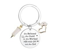 Hgreiwgk She Believed She Could So She Did Keyring Nurse Keyring Inspirational Gifts for Women Nurses Birthday Gift Nursing Student Graduation Gifts for Her Nurse Present