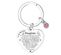 Hgreiwgk To My Beautiful Daughter Gifts from Mum Dad Daughter Keyring Daughters Christmas Birthday Gifts Inspirational Keyring for Daughters Present