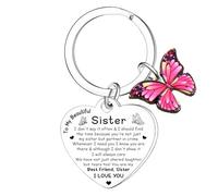 Hgreiwgk To My Beautiful Sister Keyring Sister Gifts from Sister Christmas Birthday Gifts Long Distance Gifts for Sister Besties Best Friend Keyring