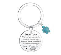 Hgreiwgk Tortoise Keyring Travel Turtle Keyring Luck Turtle Gifts Travel Gifts for Family Friends Good Luck Charm Gifts for Women Wherever You May Wander Key Ring