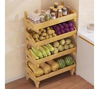 HGRYNDRO Retail Racks,4 Tier Wood Fruit Vegetable Basket Stand, 39 Inch Tall Large Capacity Home Shelf/Supermarket Retail Display Holder with Detachable Tray, Vertical Floor Storage Rack(B,50x28x10