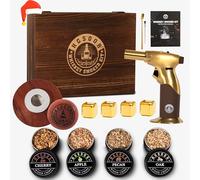 Hgsoor Whiskey Smoker Kit - Old Fashioned Drink Smoker Kit - Cocktail Smoker Kit with Torch, 4 Flavors Wood Chips&Whisky Stones, Bourbon Smoker Kit, Bourbon Whiskey Gifts for Men,Dad (No Butane)
