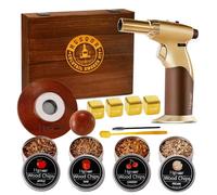 Hgsoor Whiskey Smoker Kit - Old Fashioned Drink Smoker Kit - Cocktail Smoker Kit with Torch, 4 Flavors Wood Chips, 4Ice Cubes, Bourbon Smoker Kit, Bourbon Whiskey Gifts for Men,Dad (No Butane)