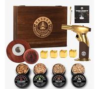 Hgsoor Whiskey Smoker Kit - Old Fashioned Drink Smoker Kit - Cocktail Smoker Kit with Torch, 4 Flavors Wood Chips&Whisky Stones, Bourbon Smoker Kit, Bourbon Whiskey Gifts for Men,Dad (No Butane)