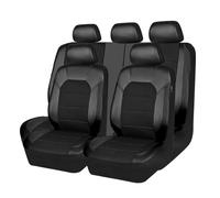 HGTHHK Leather Car Seat Cover Sets, for Ford Fiesta’09 MK7 2011 2012 2013 2014 2015 2016 2017 Leather Waterproof Breathable Seat Covers Full Set Seat Protector,A-Black