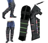 HGTRH 1 pair Motorcycle Warm Knee Warmer, Windproof Leg Gaiter PU Leather Waterproof Removable Anti-slip Buckle Reflective Strips Thigh Circumference 46-70cm Adjustable Strap 70cm