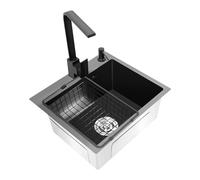 HGTRH Drop In Laundry Utility Sink with Faucet Combo, 304 Stainless Steel 12 Inch Deep Single Bowl Top Mount Sink Basin for Laundry Room, RV or Utility Use 72 * 40cm