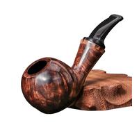 HGTRH Handmade Tobacco Pipe, Wooden Tobacco Smoking Pipe from Briar Root with Smooth/Engraving Surface Easy to Clean Comes with Pouch Smoking Pipe A