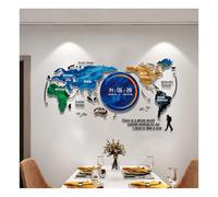 HGTRH Large World Map Wall Clock, 3D Acrylic Digital Display World Map with LED Strip Wall Sticker Art Wall Decor for Living Room Bedroom Home Office A 120 * 55CM