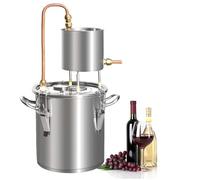 HGTRH Moonshine Still with Thermometer, Stainless Steel Alcohol Distiller with Copper Tube for Whiskey Vodka Gin Brandy Anti-stick Design Includes Filter Bag & Grate 33L