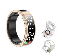 HGTRH Smart Ring for Men Women, Health Ring Sleep Heart Rate Oxygen Monitor Water-resistant Fitness Tracker Pedometer Calories Step Counter Champagne Gold 9#