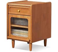 HGTRH Solid Wood Nightstands,mid-Century Modern Bedside Table Narrow Cabinet Organizer with Drawers and Hidden Shelf, Side End Table for Bedroom, Small Space Wood Color 35cm