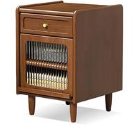 HGTRH Solid Wood Nightstands,mid-Century Modern Bedside Table Narrow Cabinet Organizer with Drawers and Hidden Shelf, Side End Table for Bedroom, Small Space Walnut Color 35cm