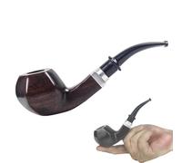 HGTRH Tobacco Pipe, Wooden Smoking Pipe Hexagonal Shape Handcrafted from Ebony Fits 9mm Filter Removable Portable Ebony Tobacco Pipes Classic Bent Tobacco