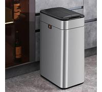 HGTRH Trash Can with Lid, Stainless Touch-Free Steel Garbage Can Kitchen Trash Bin with Automatic Sensor and Lid Soft Close, Stainless Steel, Garbage Bin for Kitchen Home Office 40L