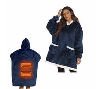 HGTRH Wearable Heating Blanket Hoodie Sweatshirt Electric, Heating Oversized Usb Heated Hooded Blanket For Adult, Cozy Warm Heated Hoodie Blanket With Giant Pocket And Sleeves Royal Blue