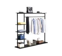 HGTYDV2 Clothing Rack w/5 Tier Shelves Free Standing Metal Garment Rack w/Hang Rod Heavy Duty Clothes Rack Modern Wardrobe Closet Display for Home Retail