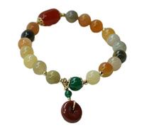 HGTYDV2 Ladies Golden Silk Jade Cinnabar Safe Buckle Feng Shui Wealth Bracelet Talisman for Prosperity Money Good Luck Jewelry Gifts