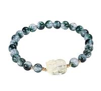 HGTYDV2 Ladies Green Phantom Crystal Feng Shui Wealth Bracelet Citrine Money Bag Pi Yao Chakra Balance Gem Strong Talisman for Prosperity Luck Propitious Jewelry Gifts