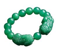 HGTYDV2 Ladies Natural Aventurine Double Pixiu Beaded Stretch Bracelet Strong Talisman for Prosperity Money Good Luck Jewelry Gifts(12MM)