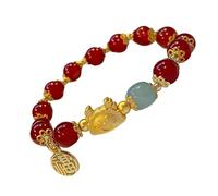 HGTYDV2 Ladies Red Crystal Beaded Bracelet for Women, Dragon Symbol Accessory Zodiac-inspired Luck and Prosperity Jewelry Gifts