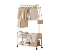 HGTYDV2 Metal Clothing Rack on Wheels Laundry Cart w/Clothes Rack Rolling Laundry Basket w/Metal Wire Storage Rack and Hanging Rack Laundry Butler Garment Rack for Hallway