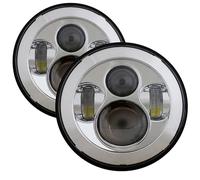 Hguvsjd Car HeadLight Assembly 2pcs For Hummer H1 H2 2003 2004 2005 2006 2007 2008 2009 Round LED Headlights Kit High Low Beam Car 7" Headlight Headlamp Car Lights(Chrome 2pcs)
