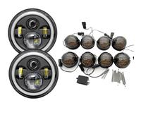 Hguvsjd Car HeadLight Assembly For Land For Rover For Defender 90 110 Car LED Lights Kit Front Rear Signal Indicator Lamp Stop Fog Reversing Light / 7Inch Headlamp Car Lights(Full Set Style b)