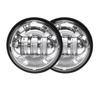 Hguvsjd Motorbike Headlight 4.5 Inch Round LED Foglights | Projector Auxiliary Moto Headlight Motorcycle Passing Fog Light With DRL(002 chrome)