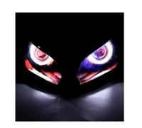 Hguvsjd Motorbike Headlight For Kawasaki For Ninja For ZX-6R | 2013 - 2018 Demon Angel Eye HID Projector Head Light Motorcycle Headlight(White red)