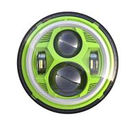 Hguvsjd Motorbike Headlight For Softail For Slim | Motorcycle 7inch LED Headlight 7" H4 DRL Halo Ring Amber Turn Signal Headlamp(Green)