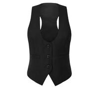 Hgvcfcv Women Vest 1Pcs Coat Deep U-Neck Waistcoat Women's Button Placket Handkerchief
