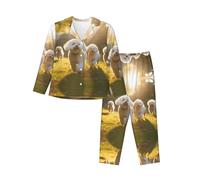 Hgvcse Essentials Oodles Of Poodles Pajama Set Gift Women Long Sleeve Shirt Pajama Pants Soft Pjs Lounge Sleepwea, Black, S