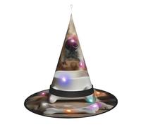 Hgvcse Halloweencute Dog Bone Bowl Woof Paw Witch Hat Party Led Steeple Top Costume Accessory Christmas Birthday Foldable Pointed