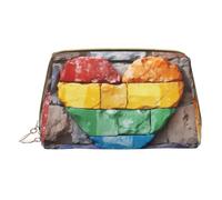 Hgvcse Leather Travel Bag PVC Makeup Rainbow Flag on the Wall Bag with Zip Organiser for Cosmetics Travel Bag for Daily Use, White, One Size, White, Taglia Unica, White, standard size