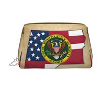Hgvcse Pvc Leather Makeupabstract North Dakota State Flag Map02 Bag Zipper Pouch Travel Cosmetic Organizer Daily Use Storage Purse, White, One Size, White, One Size