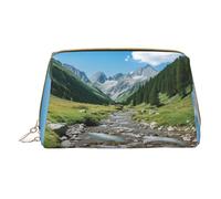 Hgvcse Pvc Leather Makeupalpine Scenery Vivid Sky Above Bag Zipper Pouch Travel Cosmetic Organizer Daily Use Storage Purse, White, One Size