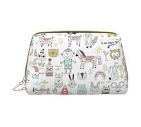 Hgvcse Pvc Leather Makeupanimal Rabbit Fox Dee Bag Zipper Pouch Travel Cosmetic Organizer Daily Use Storage Purse, White, One Size