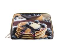 Hgvcse Pvc Leather Makeupblueberry Pancakes01 Bag Zipper Pouch Travel Cosmetic Organizer Daily Use Storage Purse, White, One Size, White, One Size