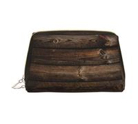 Hgvcse Pvc Leather Makeupbrown Wooden Bag Zipper Pouch Travel Cosmetic Organizer Daily Use Storage Purse, White, One Size, White, One Size