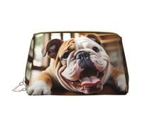 Hgvcse Pvc Leather Makeupfunny English Bulldog Bag Zipper Pouch Travel Cosmetic Organizer Daily Use Storage Purse, White, One Size