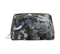 Hgvcse Pvc Leather Makeupsculpture Elephant Bag Zipper Pouch Travel Cosmetic Organizer Daily Use Storage Purse, White, One Size