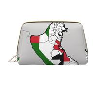 Hgvcse Pvc Leather Makeupstate Of Palestine Topographic Flag Map Bag Zipper Pouch Travel Cosmetic Organizer Daily Use Storage Purse, White, One Size, White, One Size